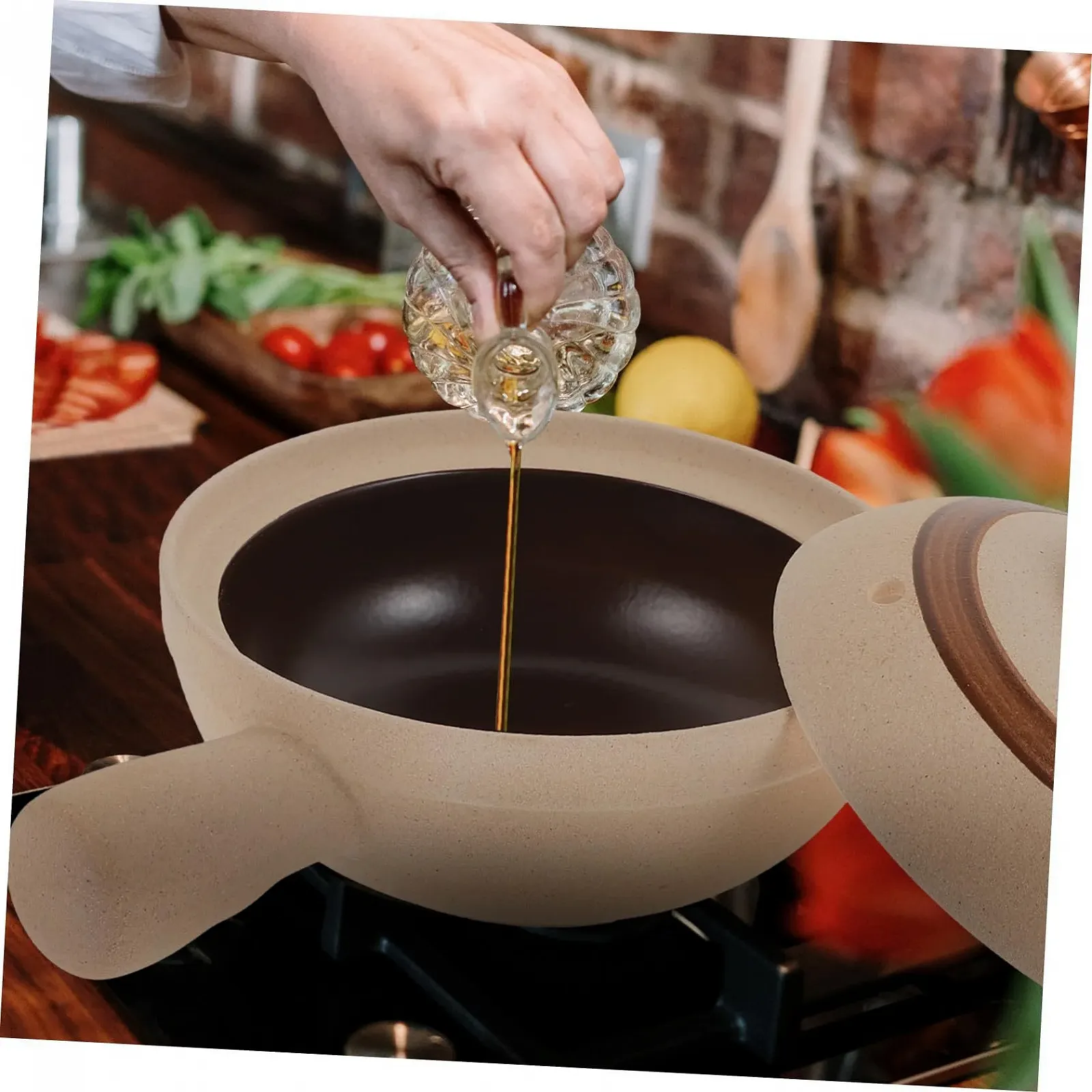 Керамический горшок Cabilock небольшой с крышкой, для 1 человека, термостойкий, без запаха, фото №9