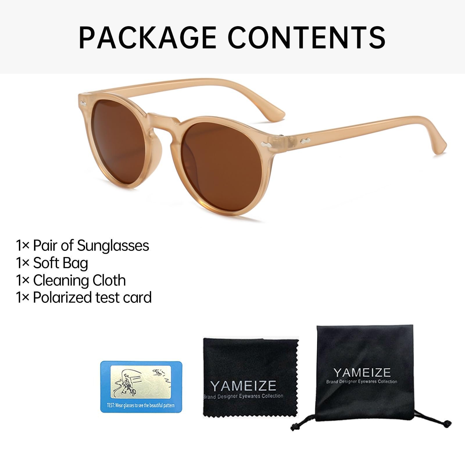 Поляризовані сонцезахисні окуляри YAMEIZE, круглі, ретро, класичні, вінтажні, з захистом UV400, фото №5