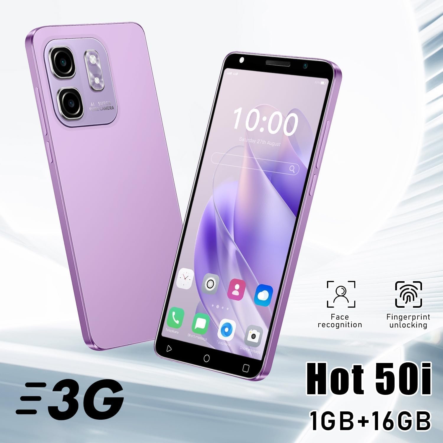 Мобільний телефон Hot50Pro 5.0" HD 1/16GB 3500мАг Face ID WiFi GPS Android Green, фото №6