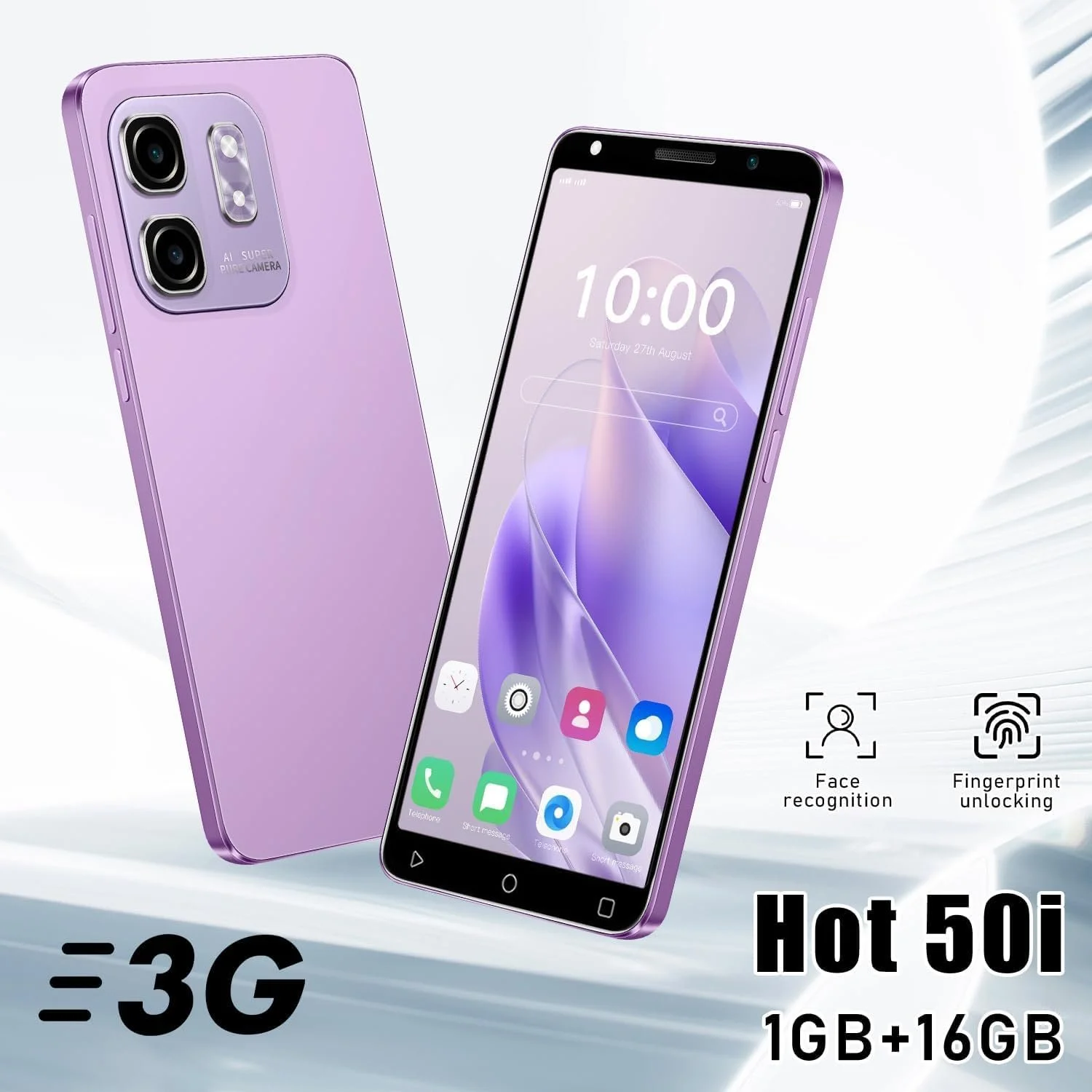 Смартфон Hot50Pro 5.0 дюйма HD 16GB ROM 3500mAh White, фото №5