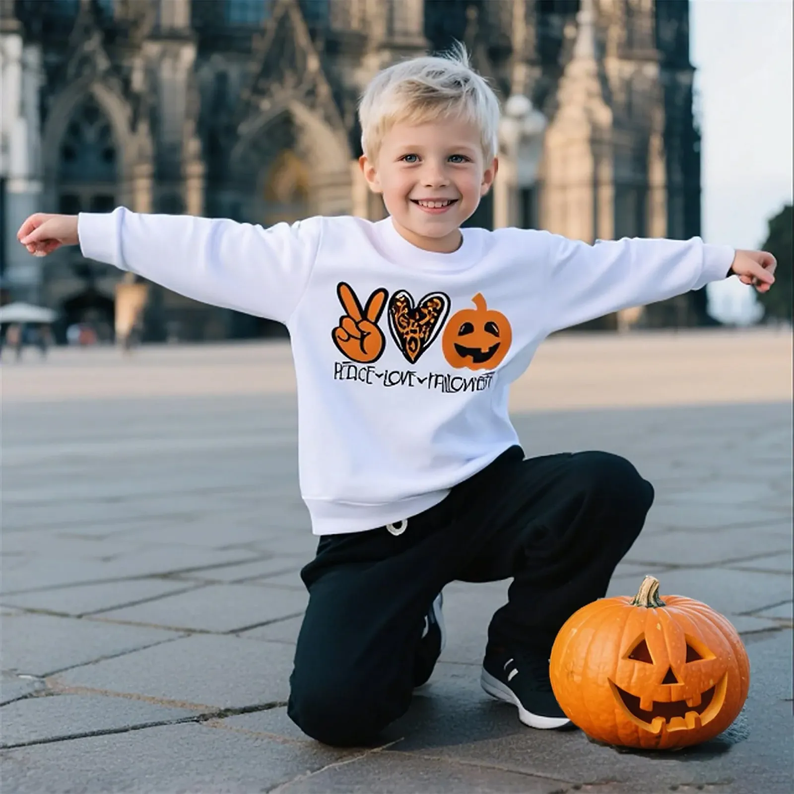 Світшот для хлопчиків TCWWBB Хелловін Гарбуз Скелет, фото №3 Світшот для хлопчиків TCWWBB Хелловін Гарбуз Скелет, фото №3