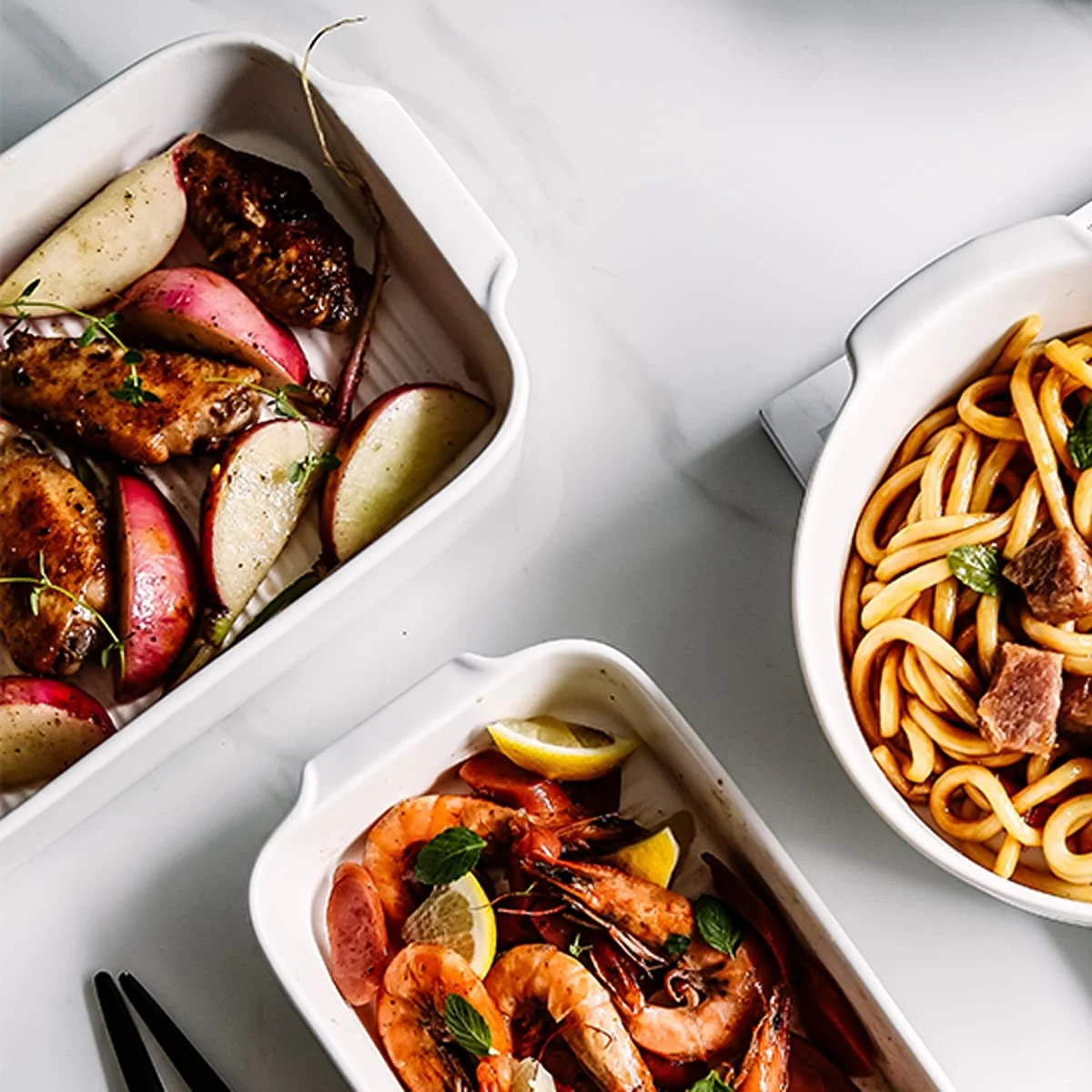 Набор форм для запекания фарфоровых прямоугольных с двойными ручками 2 шт., фото №3