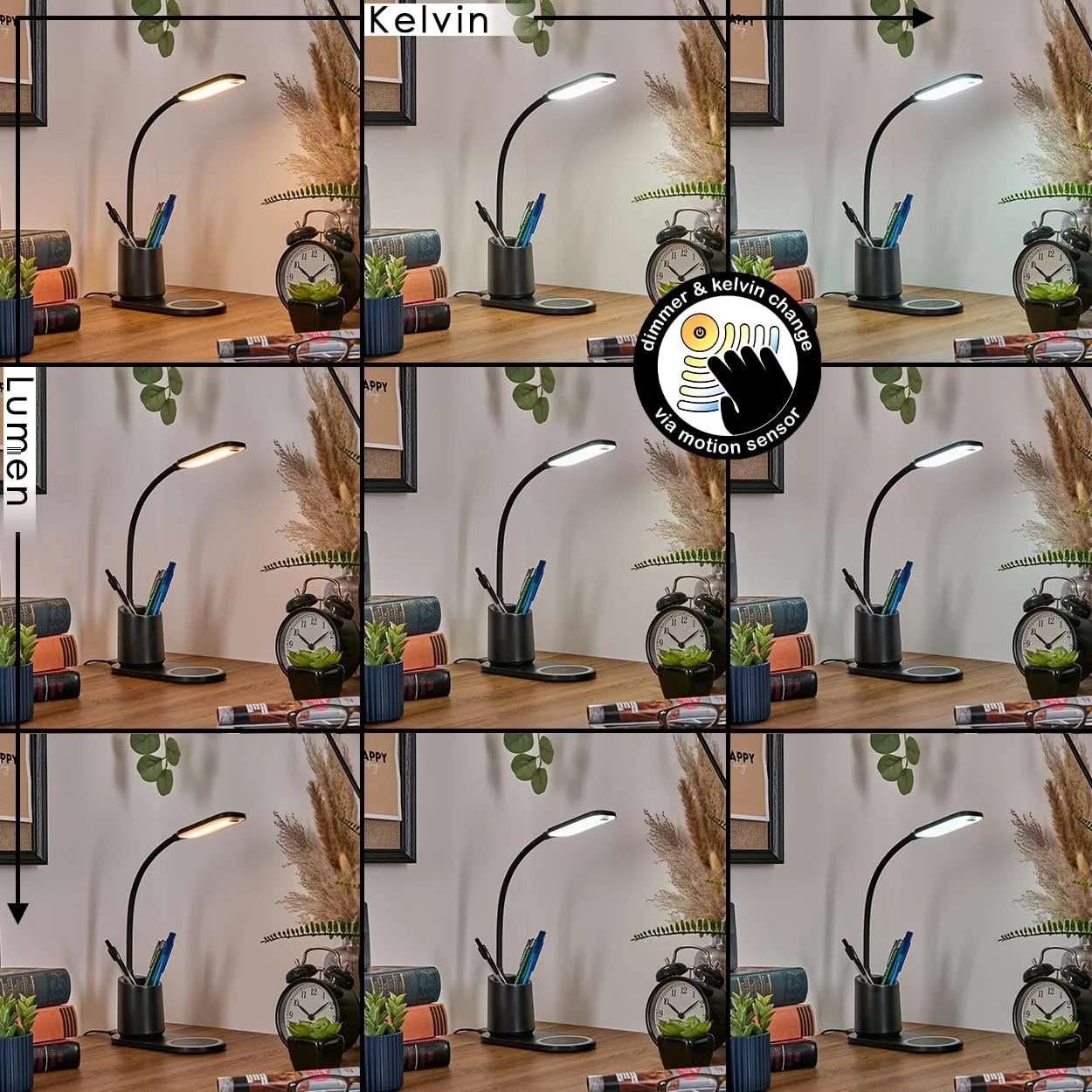 LED Настільна лампа HOFSTEIN Debelmose 45 см Регульована з димуванням Чорний/Білий, фото №3