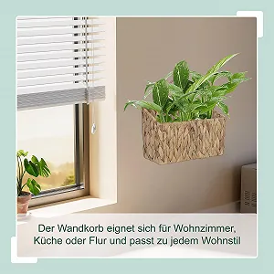 Підвісний кошик Relaxdays Water Hyacinth 29 x 28 x 15 см плетений з плівкою Натуральний synthetic.ua - Фото 1