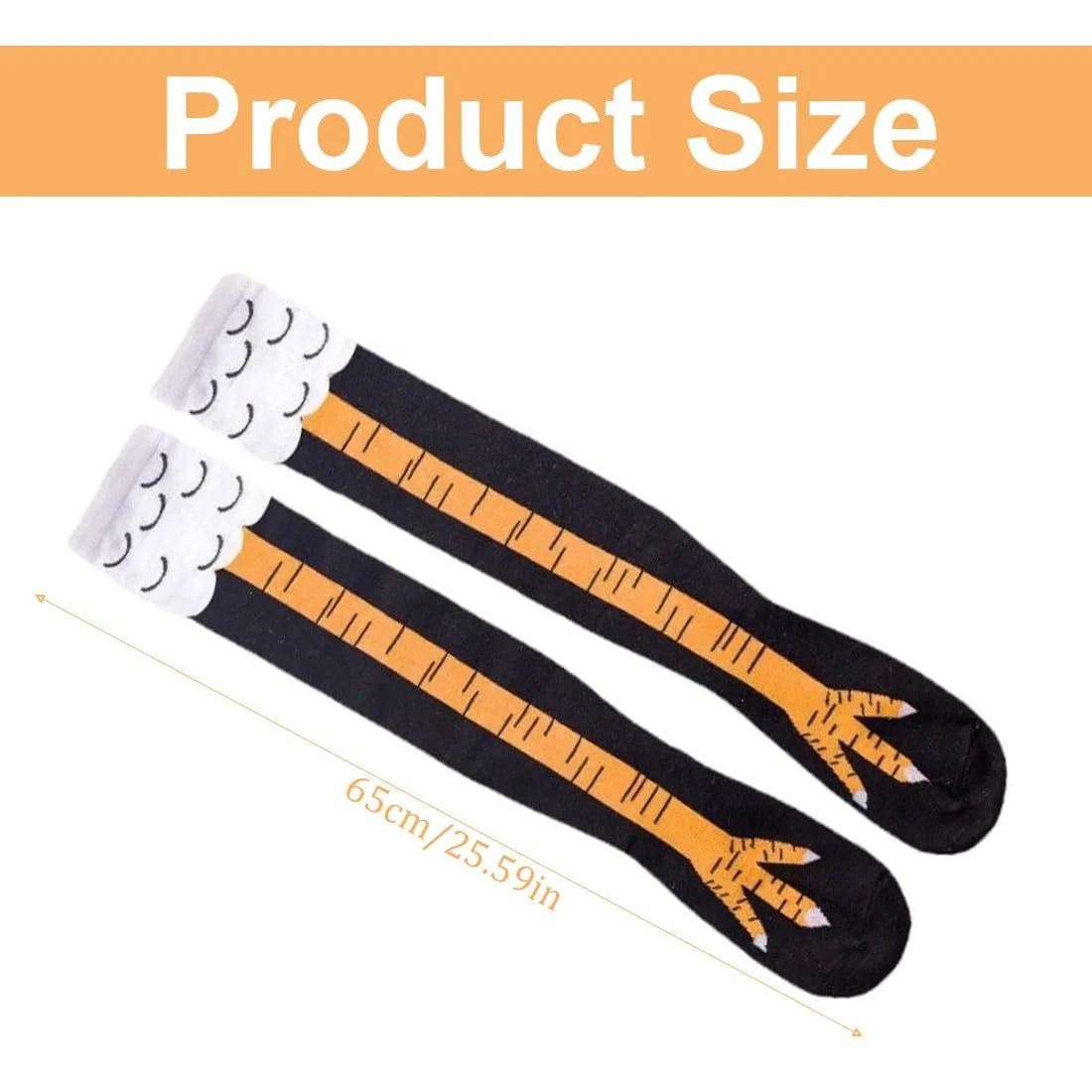 2 пари гольфів вище коліна, жіночі шкарпетки «Курячі лапки», фото №2