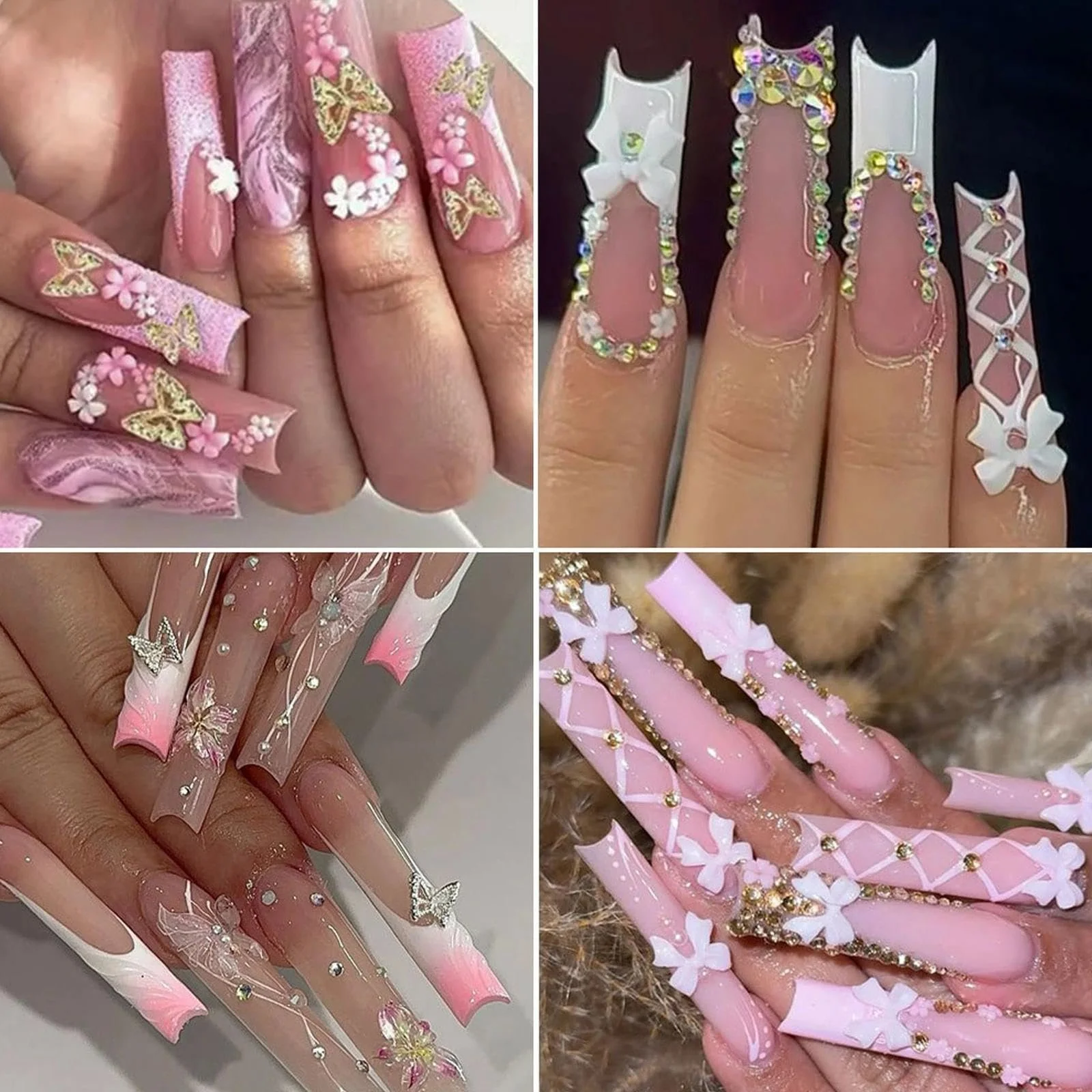 Стразы для ногтей Набор розовые бабочки блестки кристаллы камни инструменты для маникюра, фото №5