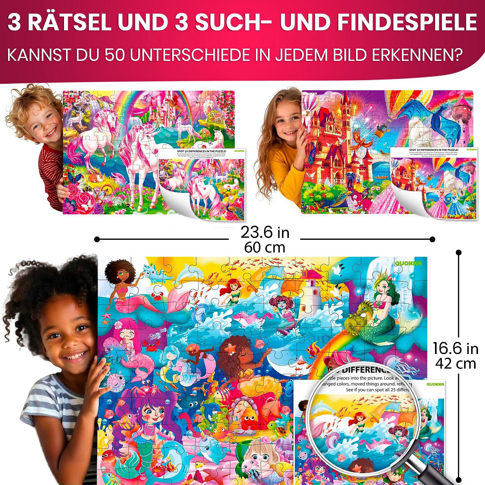 Напольные пазлы Quokka 100 элементов 3 игры Единорог Принцесса и Животные, фото №2 Напольные пазлы Quokka 100 элементов 3 игры Единорог Принцесса и Животные, фото №2