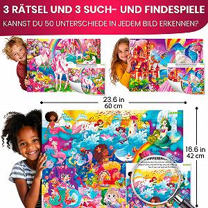 Напольные пазлы Quokka 100 элементов 3 игры Единорог Принцесса и Животные synthetic.ua - Фото 1