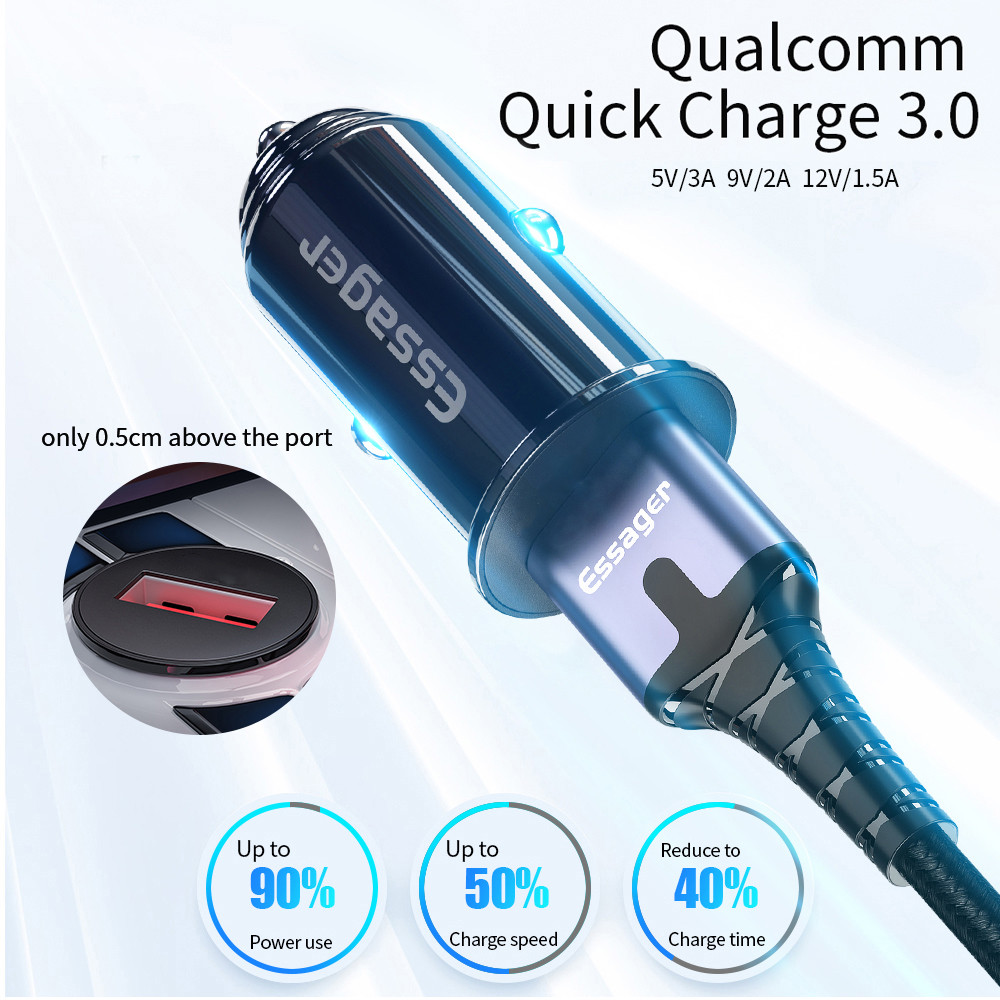 Автомобильный адаптер ESSAGER для зарядки на 1 USB 2.4A(PS), фото №5