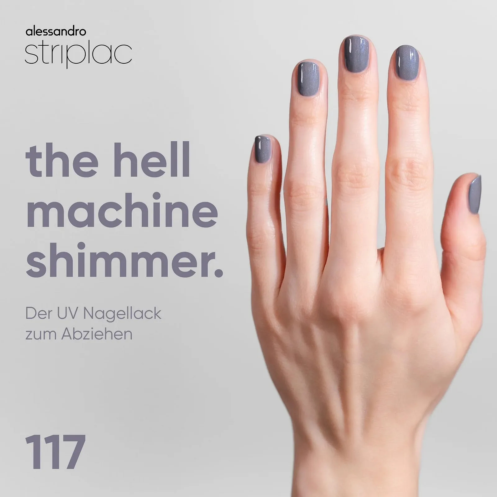 Гель-лак alessandro Striplac The Hell Machine Shimmer Cерый, 6.5 мл, фото №2