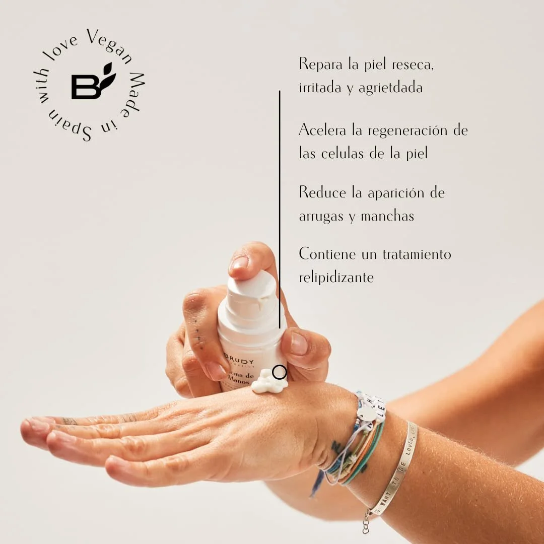 Крем для рук Brudy Cosmetics з DHA для чутливої шкіри Зволожуючий догляд Живить подразнену, суху та потріскану шкіру 50 мл, фото №3 Крем для рук Brudy Cosmetics з DHA для чутливої шкіри Зволожуючий догляд Живить подразнену, суху та потріскану шкіру 50 мл, фото №3