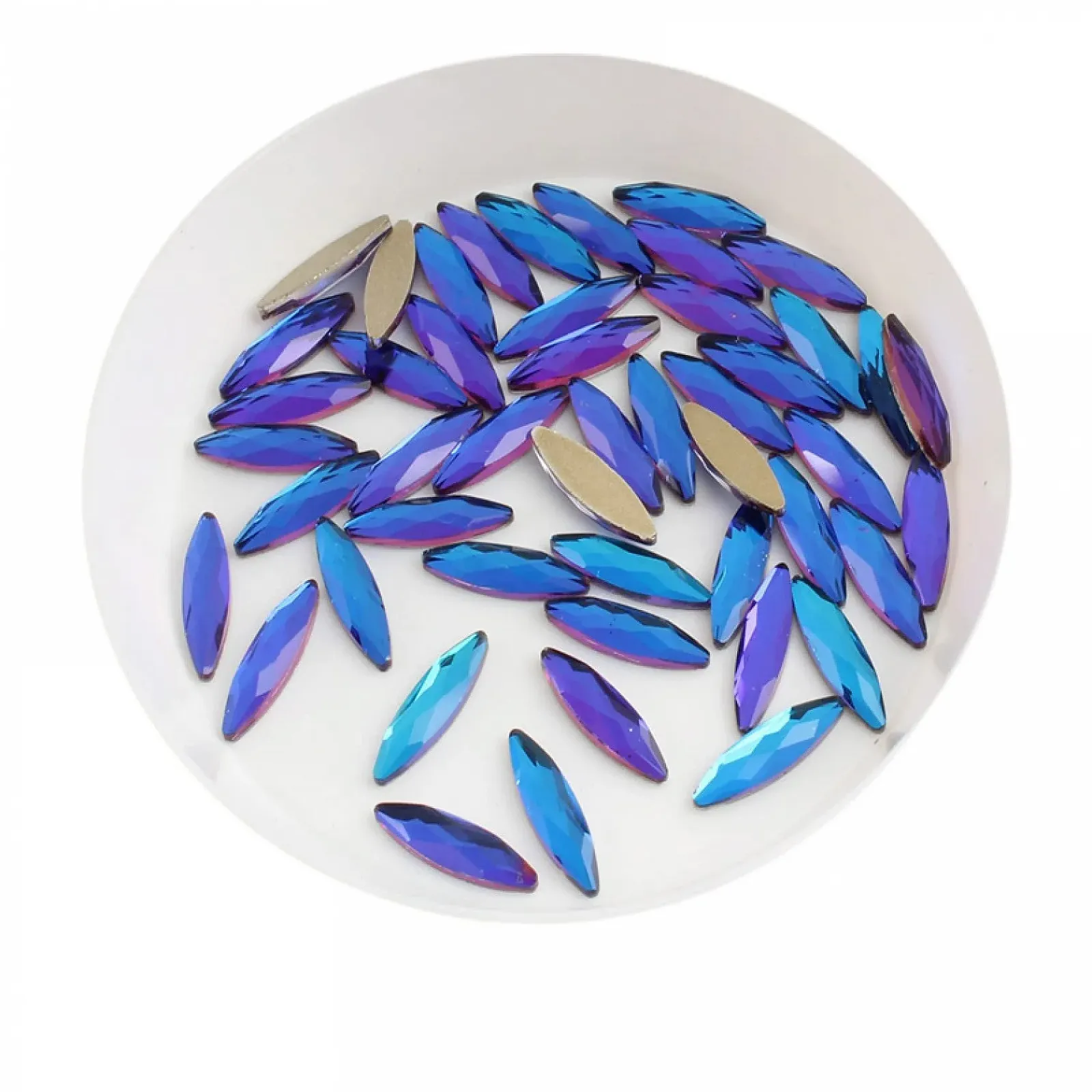 Стразы для ногтей 3D DINZHHENGYIN Длинная форма лошадиного глаза Изумрудный AB, 30 шт, фото №3