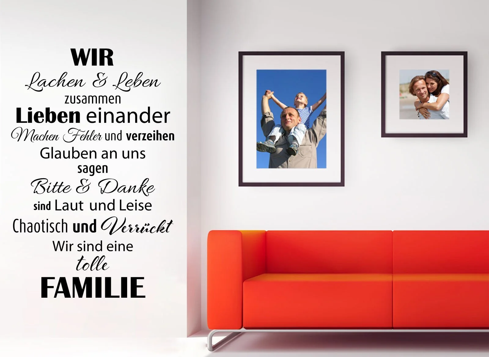 Наклейка на стіну W3301 "Wir sind eine tolle Familie" 58 x 90 см Чорний, фото №3