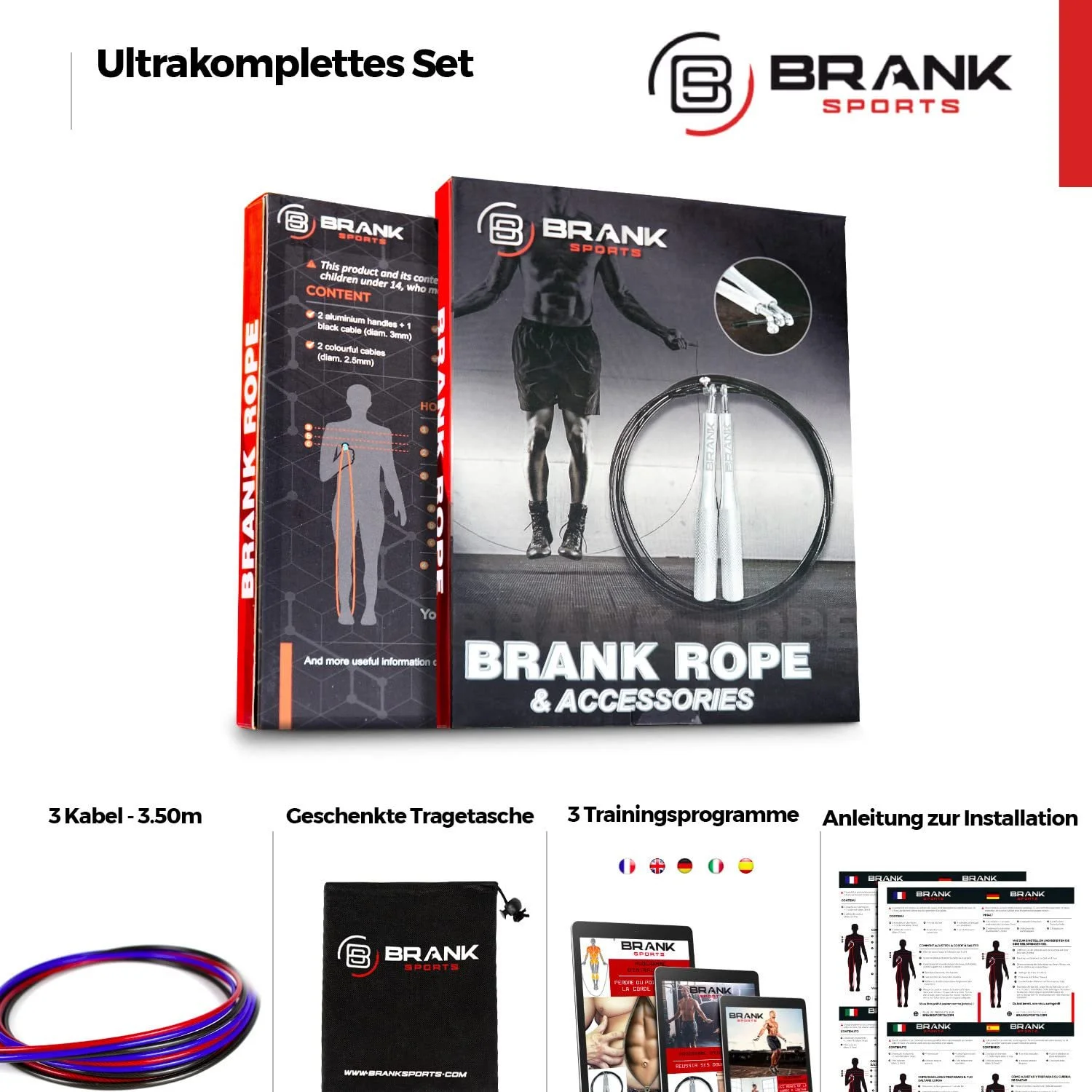 Скакалка Brank Speed Rope Crossfit з 3 сталевими тросами, фото №4 Скакалка Brank Speed Rope Crossfit з 3 сталевими тросами, фото №4