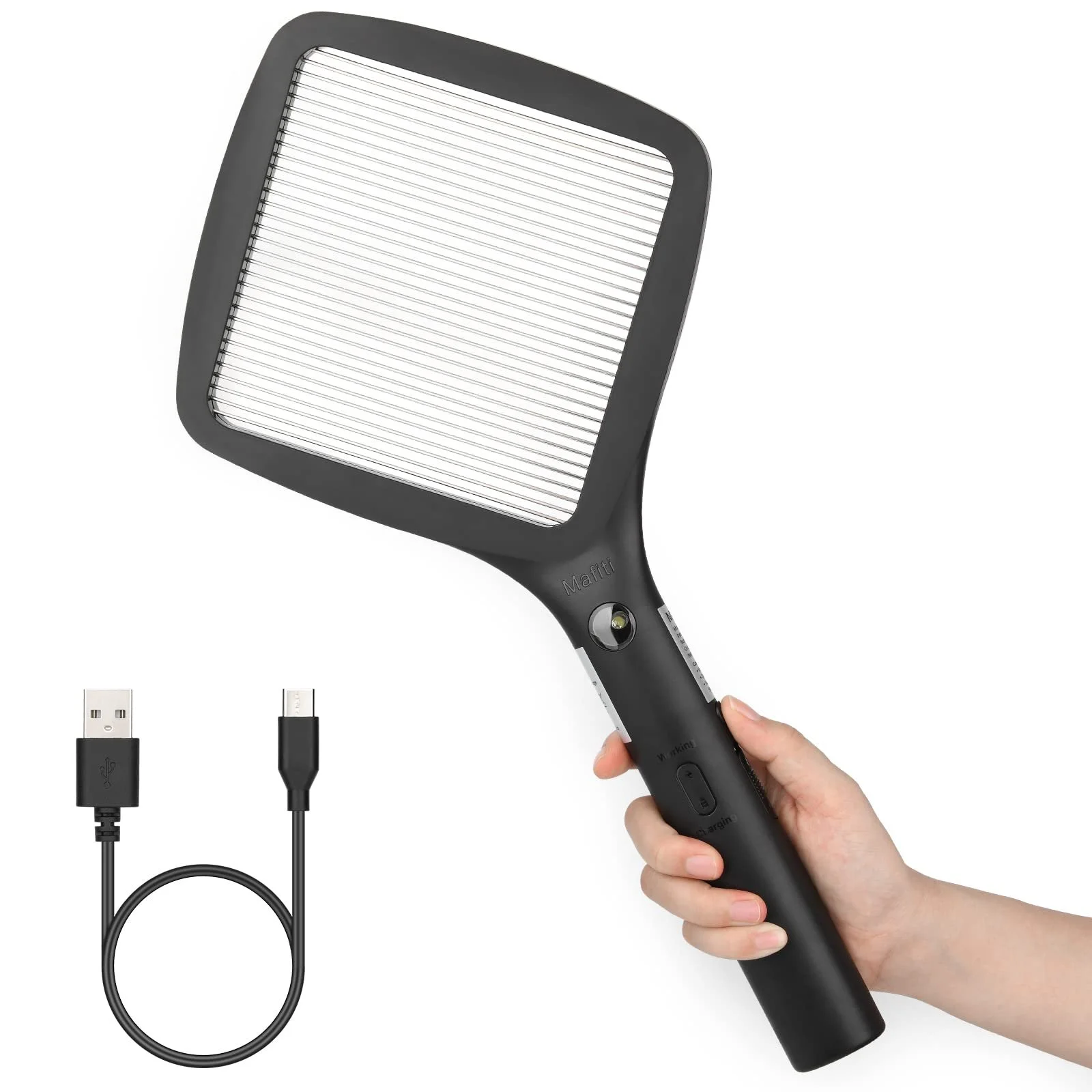 Електрична Мухобійка mafiti 3000 V USB Акумуляторна LED-підсвічування Чорна, фото №1 Електрична Мухобійка mafiti 3000 V USB Акумуляторна LED-підсвічування Чорна, фото №1