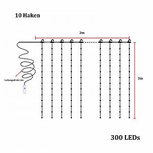 Светодиодная занавеска ENLACE 3 x 3 м 300 светодиодов белый synthetic.ua - Фото 1