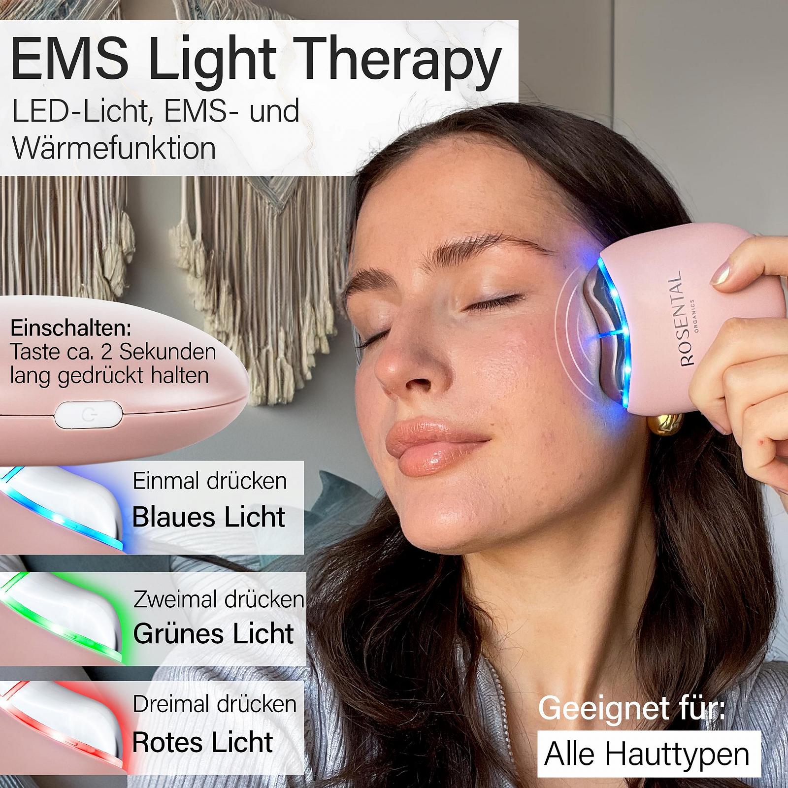 Масажер для обличчя EMS Gua Sha Rosental Organics - світлодіодна терапія синім, зеленим і червоним світлом - для контурної, пружної шкіри та рівного кольору обличчя - для всіх типів шкіри, фото №3