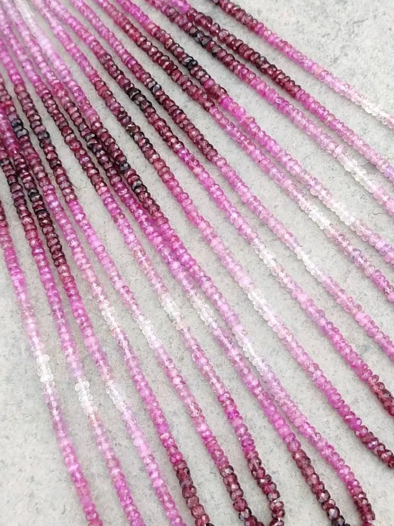 Бусины Рубин Сапфир круглые граненые 2.75-3.25 мм, нить длиной 40 см, драгоценные камни для ожерелья, браслета, фото №3