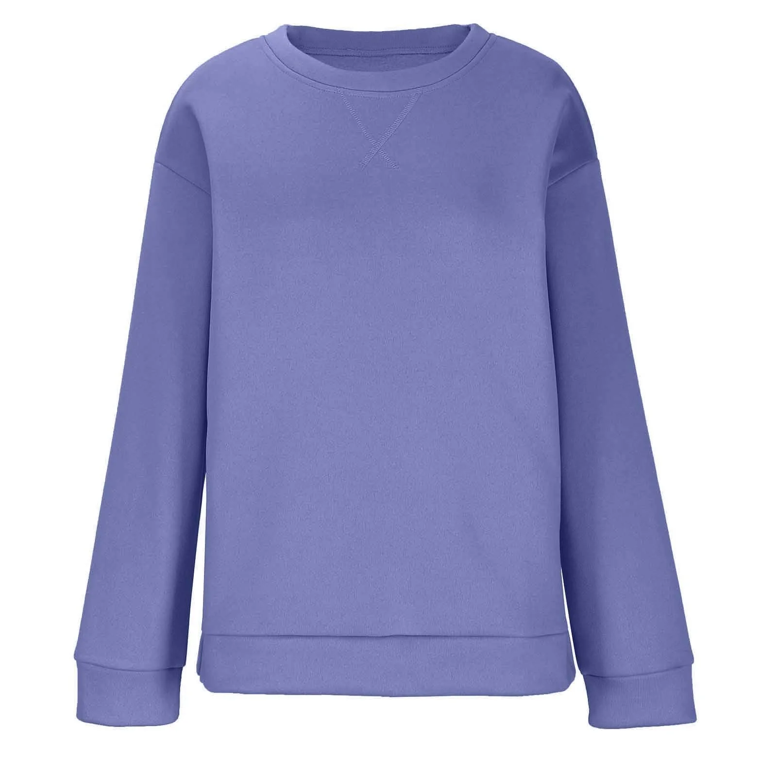 Свитшот NZYIHAO Женский Повседневный Однотонный Зимний С длинным Рукавом Круглый Вырез Джемпер С длинным Рукавом Топы без Капюшона Свободная Длинная Рубашка Мягкая Рубашка Туника Уличная одежда, фото №6