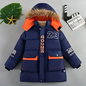 Куртка Парка linboo Зимняя Теплая Флисовая с Капюшоном и Мехом для Мальчиков synthetic.ua - Фото 1