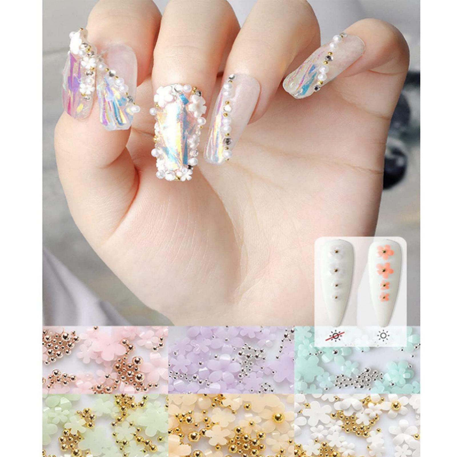3D Цветок TsoLay, украшения для ногтей, 6 ячеек, 3D акриловые стразы для ногтей, светлые бусины для ногтей, DIY украшения для ногтей, фото №3