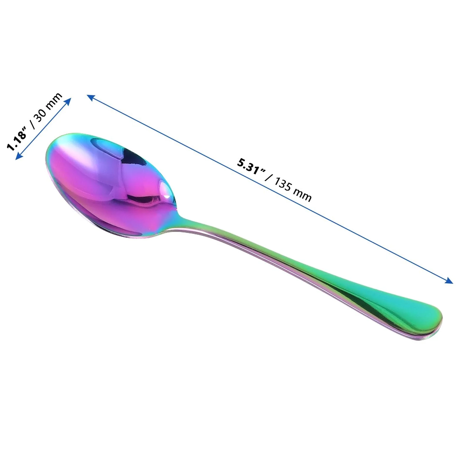 Ложка чайная Rainbow, 135 см, нержавеющая сталь, с цветным титановым покрытием 25 шт в упаковке, фото №2