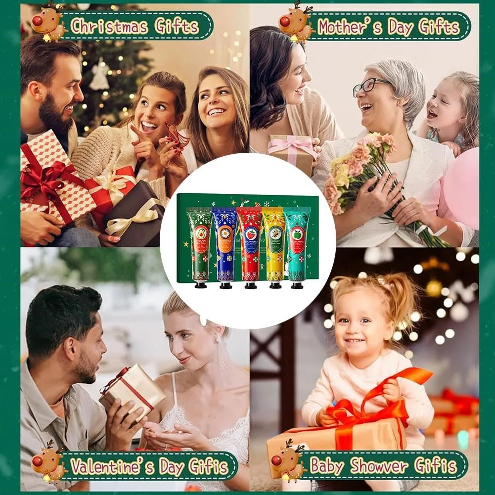 Набір різдвяних кремів для рук, 5 міні-кремів для рук, Різдвяні креми для рук, Крем ніжного догляду для сухих рук, фото №7