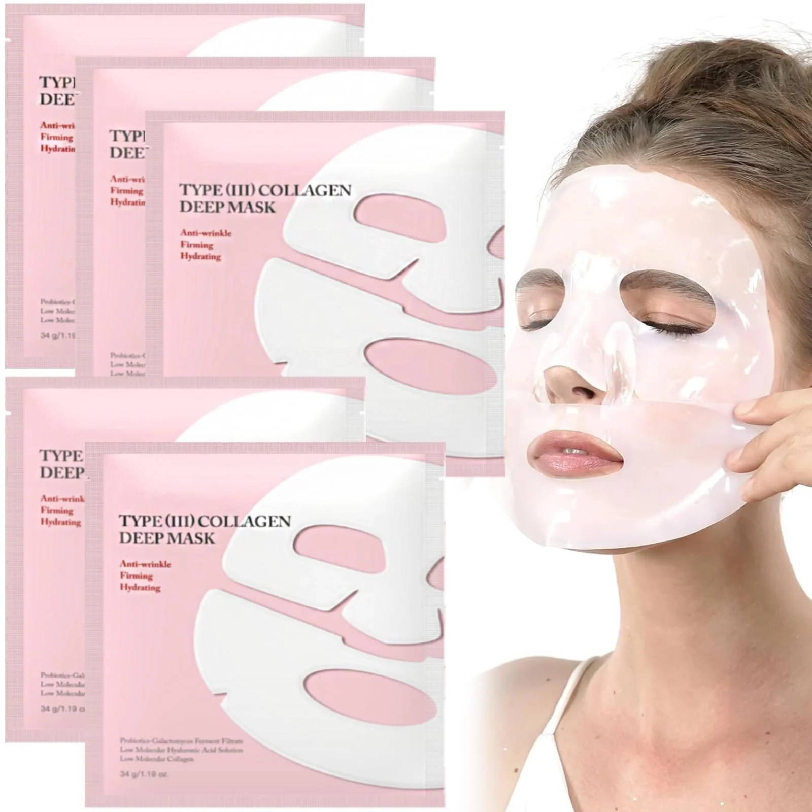 Маска VEROA Набір з 5 органічних масок з колагеном для посилення пружності шкіри, фото №1