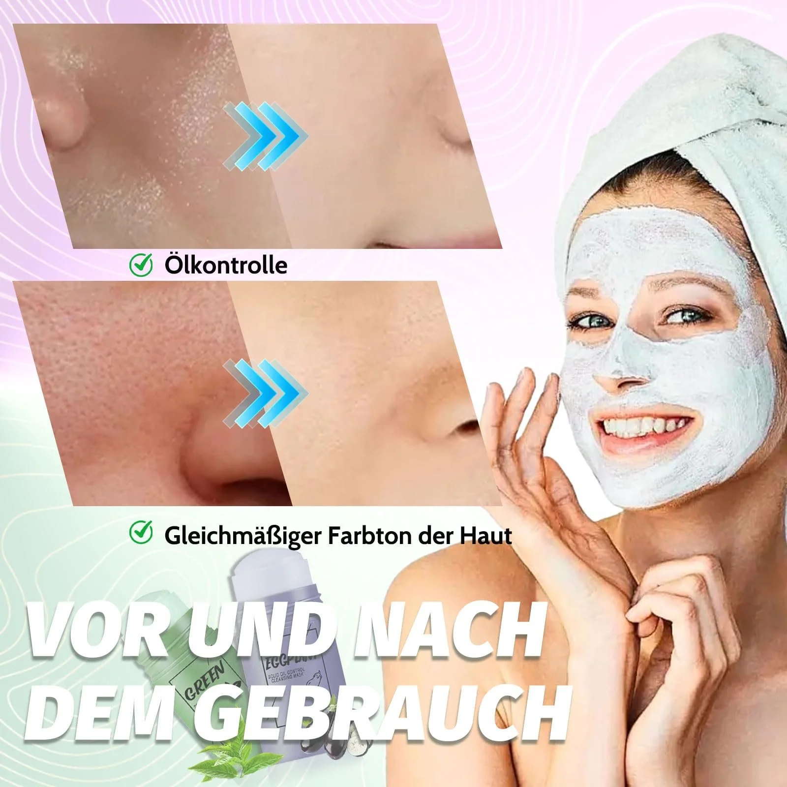 Маска Стік Altherona Зелена, Очищення, Чай, Баклажан, 2 шт, фото №4