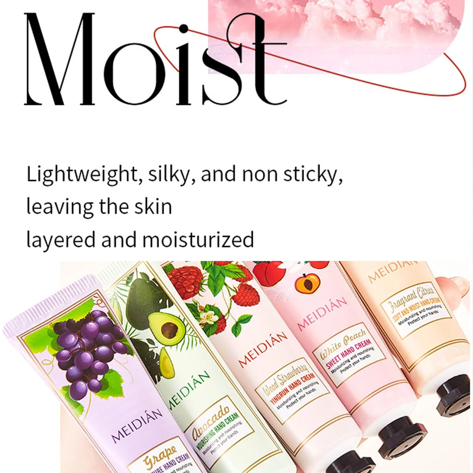 Набір кремів для рук 6 шт. Фруктовий аромат Зволожуючий лосьйон для рук у дорожньому форматі для сухої, потрісканої шкіри рук, фото №3