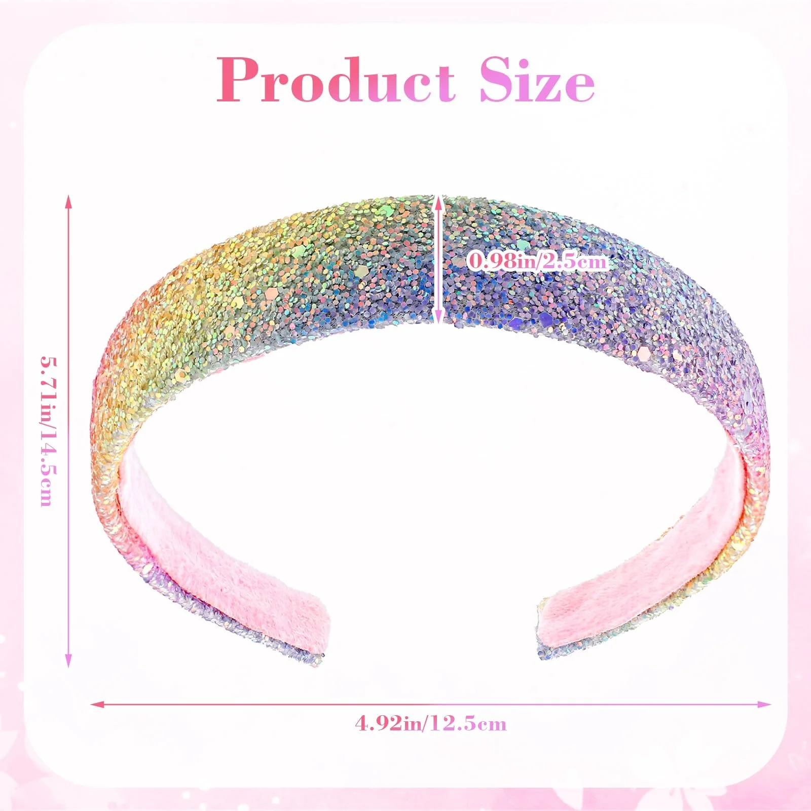 Обруч Блискітки для волосся 2 шт Райдужний, фото №3