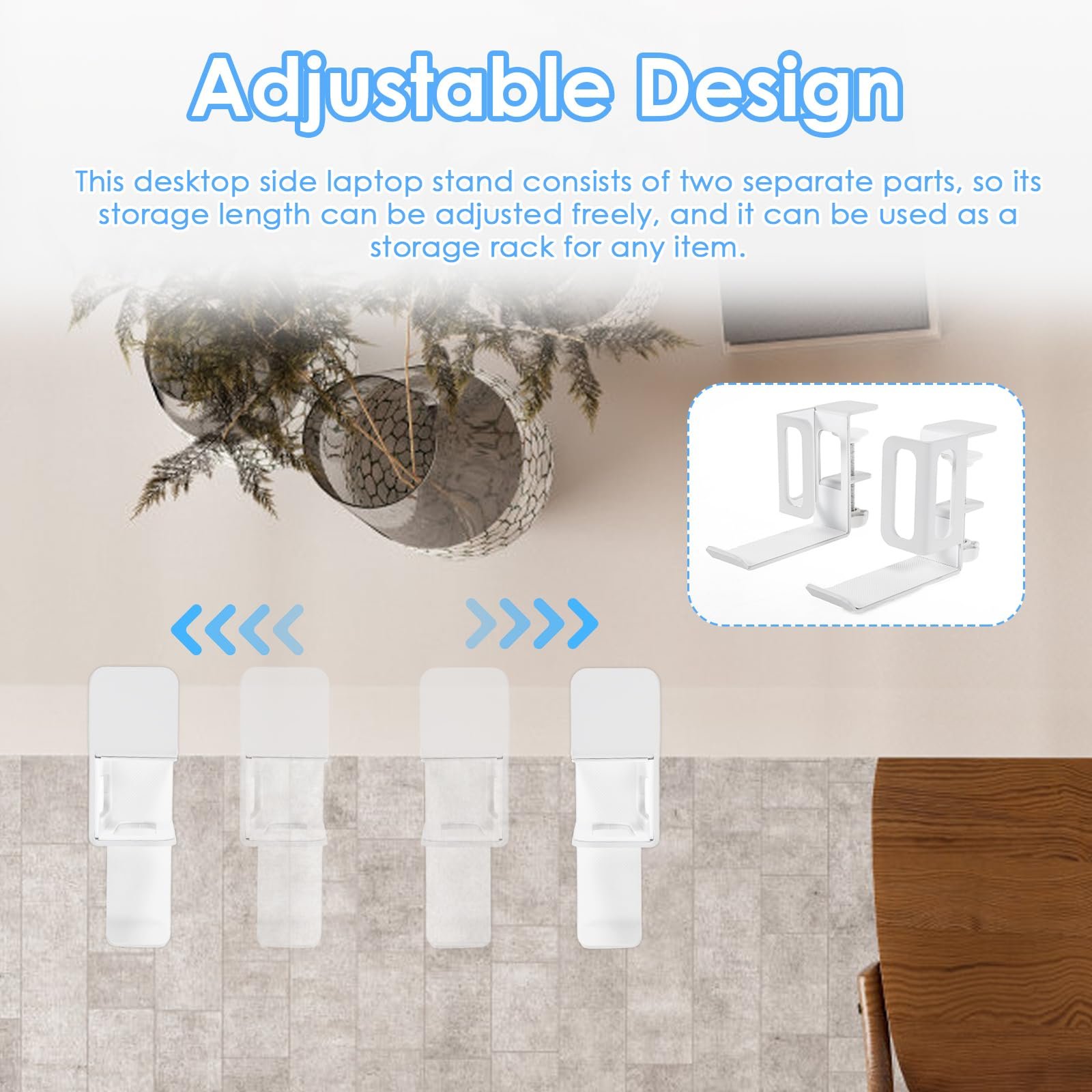 Подставка для ноутбука Вертикальная для стола Регулируемый прочный зажим для планшета Органайзер для дома, офиса и школы (Белый, 2 шт), фото №6