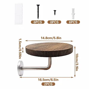 Настінні полиці для квіткових горщиків Набір із 2 штук 15 см Нержавіюча сталь та дерево synthetic.ua - Фото 1