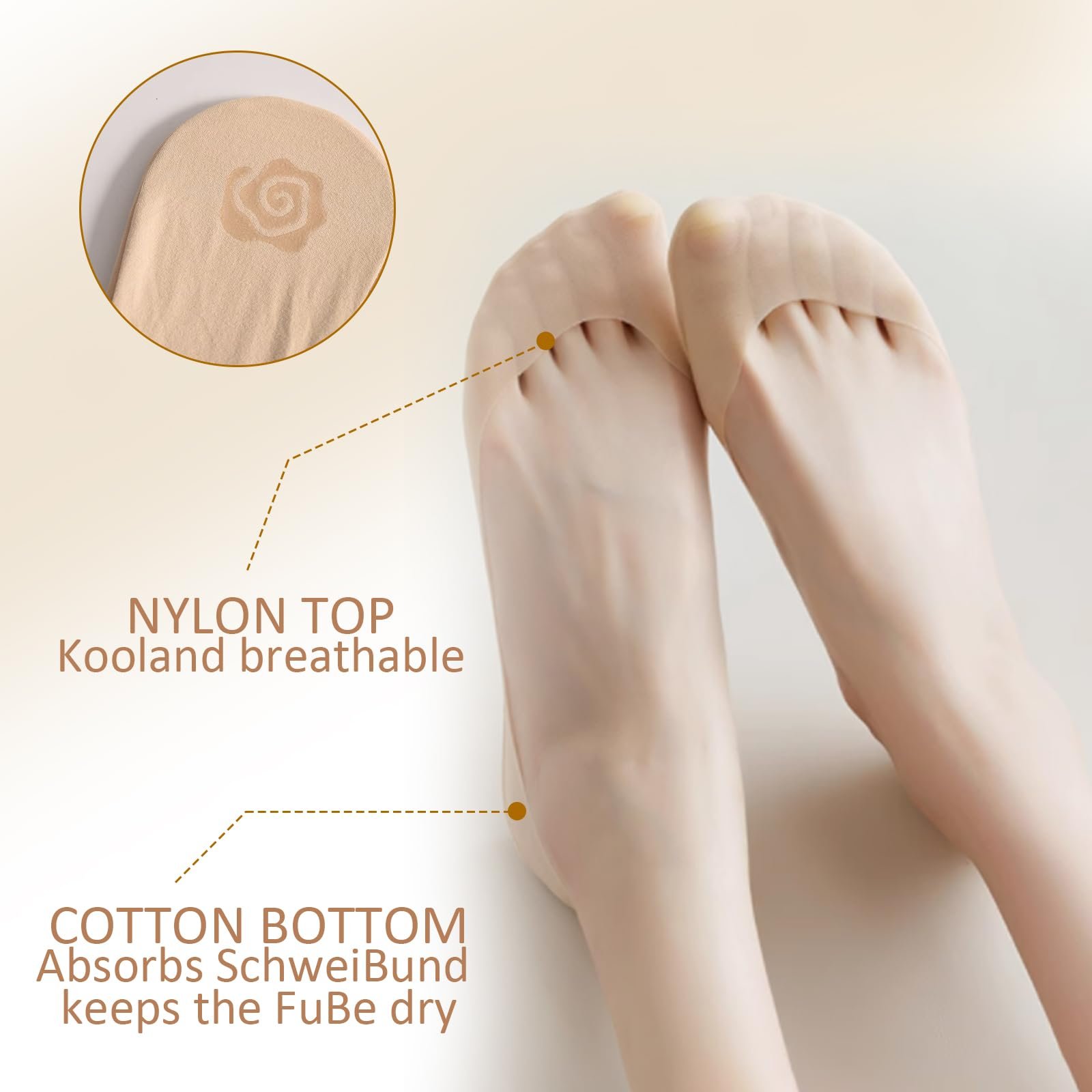 Носки женские Ankle, 5 пар, нейлоновые, невидимые, дышащие, для кроссовок, легкие, короткие носки-балетки с нескользящим силиконом, телесный цвет, белый, фото №3