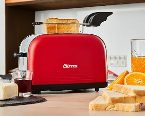 Тостер Girmi TP57 800Вт Нержавіюча сталь, Червоний synthetic.ua - Фото 1