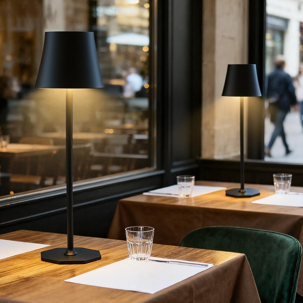 Настільна лампа LED бездротова акумуляторна, сенсорна, димована, для приміщень та вулиці, чорна, фото №7