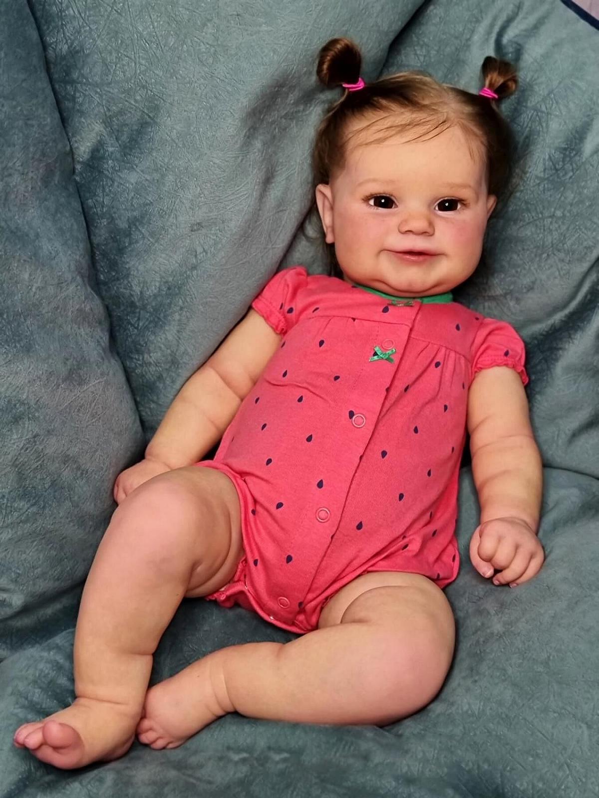 Реалистичная кукла Anano Reborn Maddie Силиконовая 20 дюймов с длинными волосами, фото №3