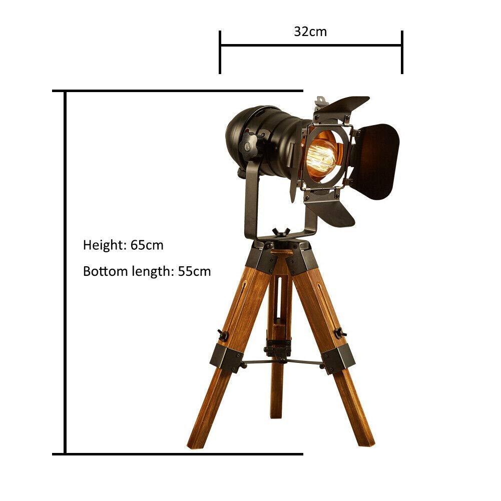Настільна лампа Wooden Tripod Vintage Adjustable Retro, фото №5