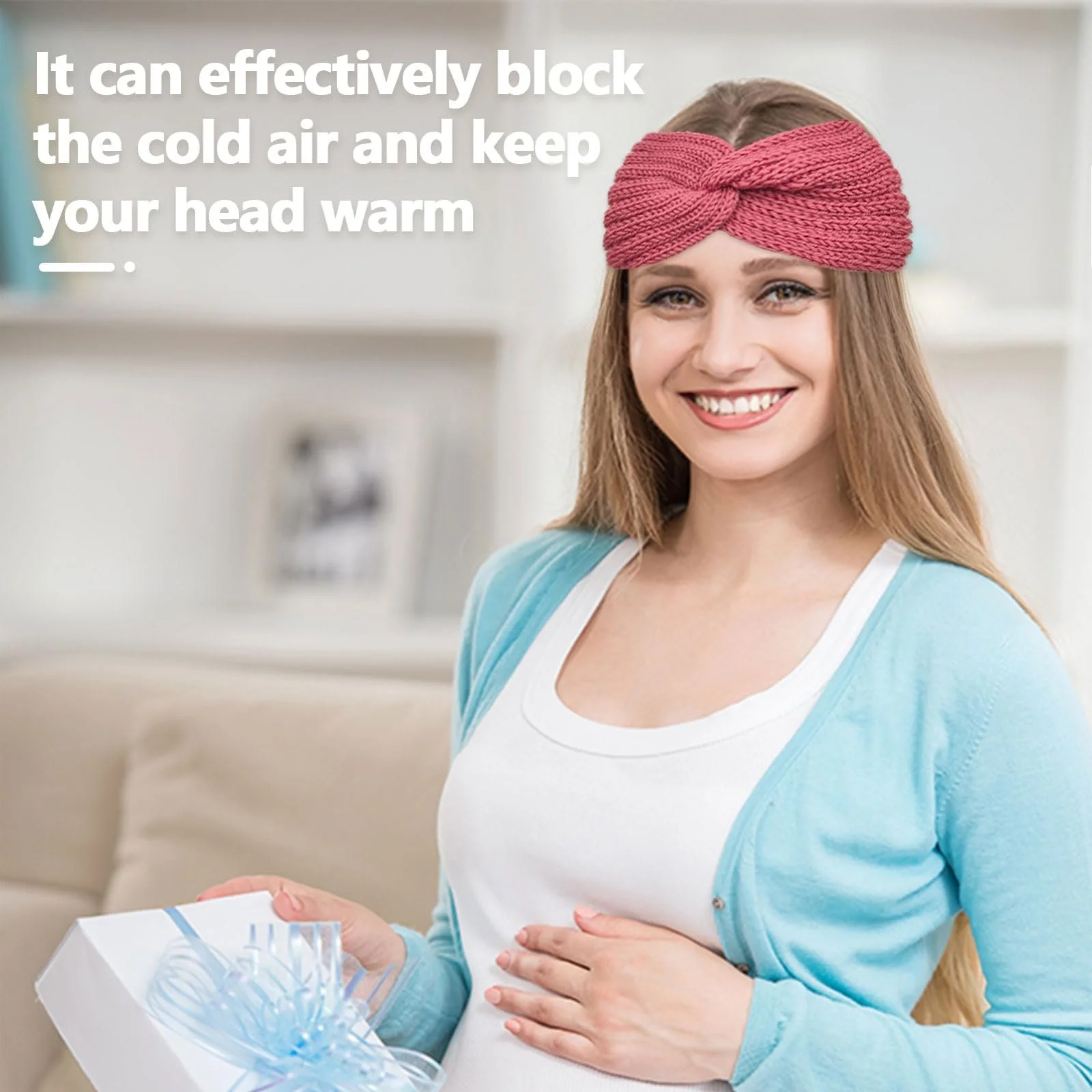 Зимова в'язана жіноча пов'язка на голову, фото №4 Зимова в'язана жіноча пов'язка на голову, фото №4