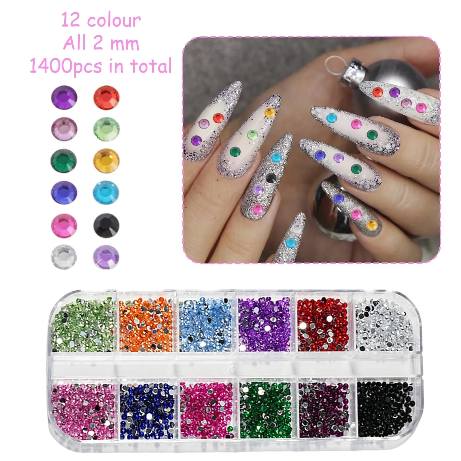 Стразы для ногтей AYNKH, плоские кристаллы AB, 6 размеров, разноцветные бусины, маленькие цветочки, фото №6