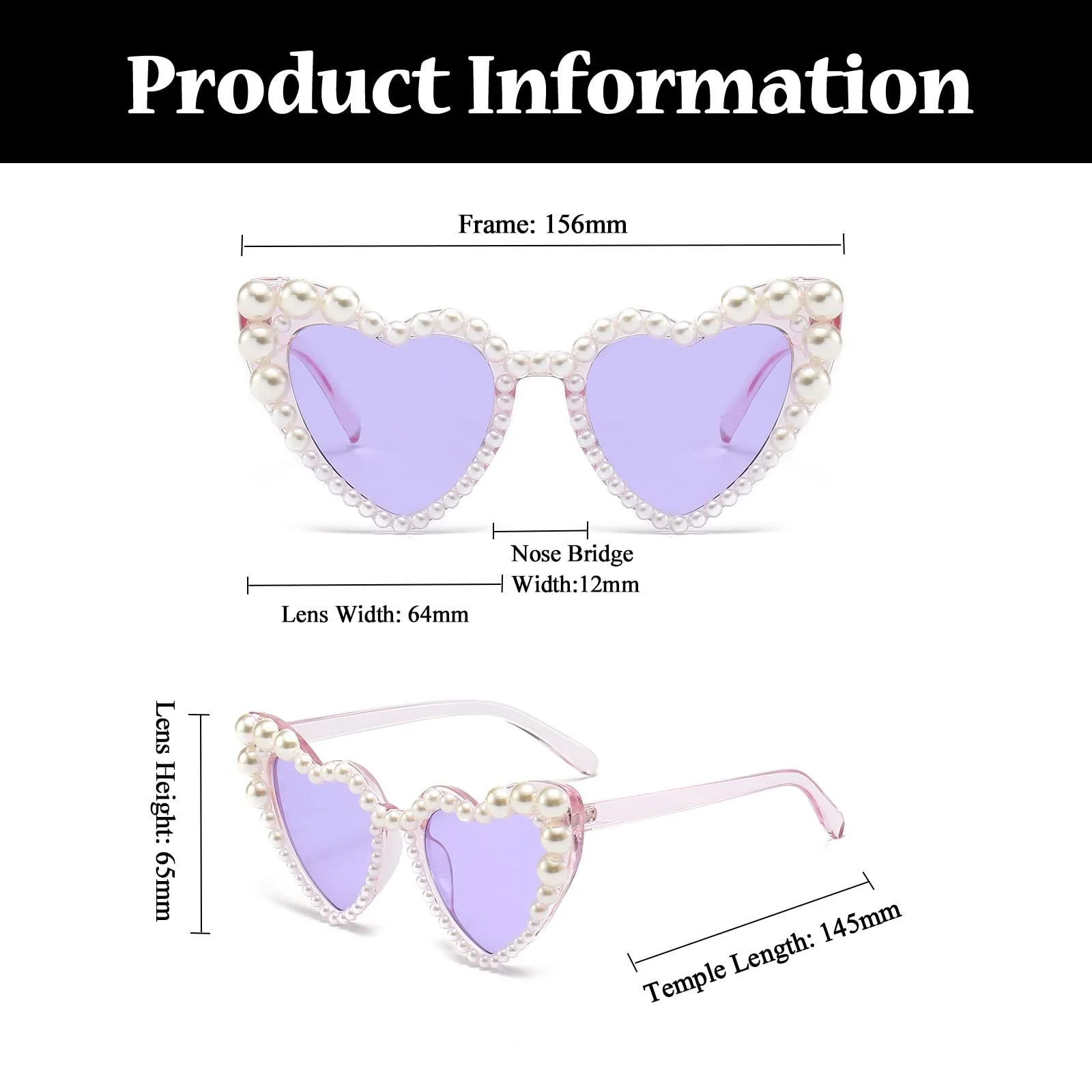 Вінтажні сонцезахисні окуляри LJCZKA Серце з намистинами Жіночі Ретро, фото №3