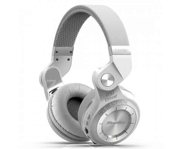 Бездротові Bluetooth навушники Bluedio T2 Plus з вбудованим радіо Білий, фото №1
