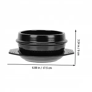 Керамический горшок с нескользящим термостойким подносом для каш и бибимбапа энергосберегающий synthetic.ua - Фото 1