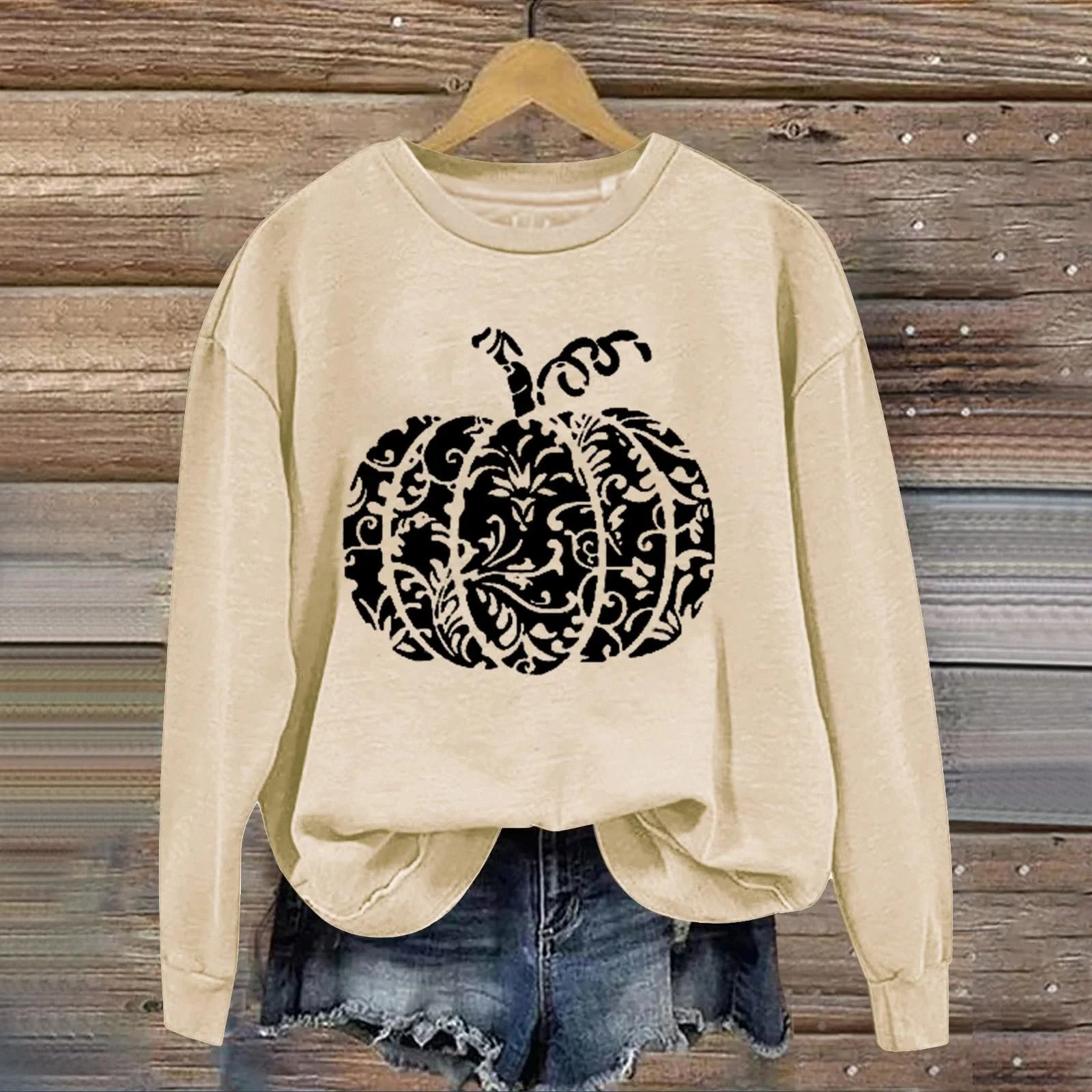 Хэллоуин-свитшоты Женский Топ с длинными рукавами Хэллоуин Женский свитшот Пуловер с круглым вырезом с длинными рукавами Осенние рубашки Верх для вечеринки Фестиваля Открытого воздуха Свадьба, фото №2