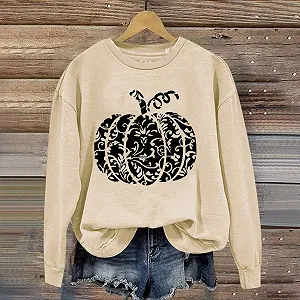 Хэллоуин-свитшоты Женский Топ с длинными рукавами Хэллоуин Женский свитшот Пуловер с круглым вырезом с длинными рукавами Осенние рубашки Верх для вечеринки Фестиваля Открытого воздуха Свадьба synthetic.ua - Фото 1