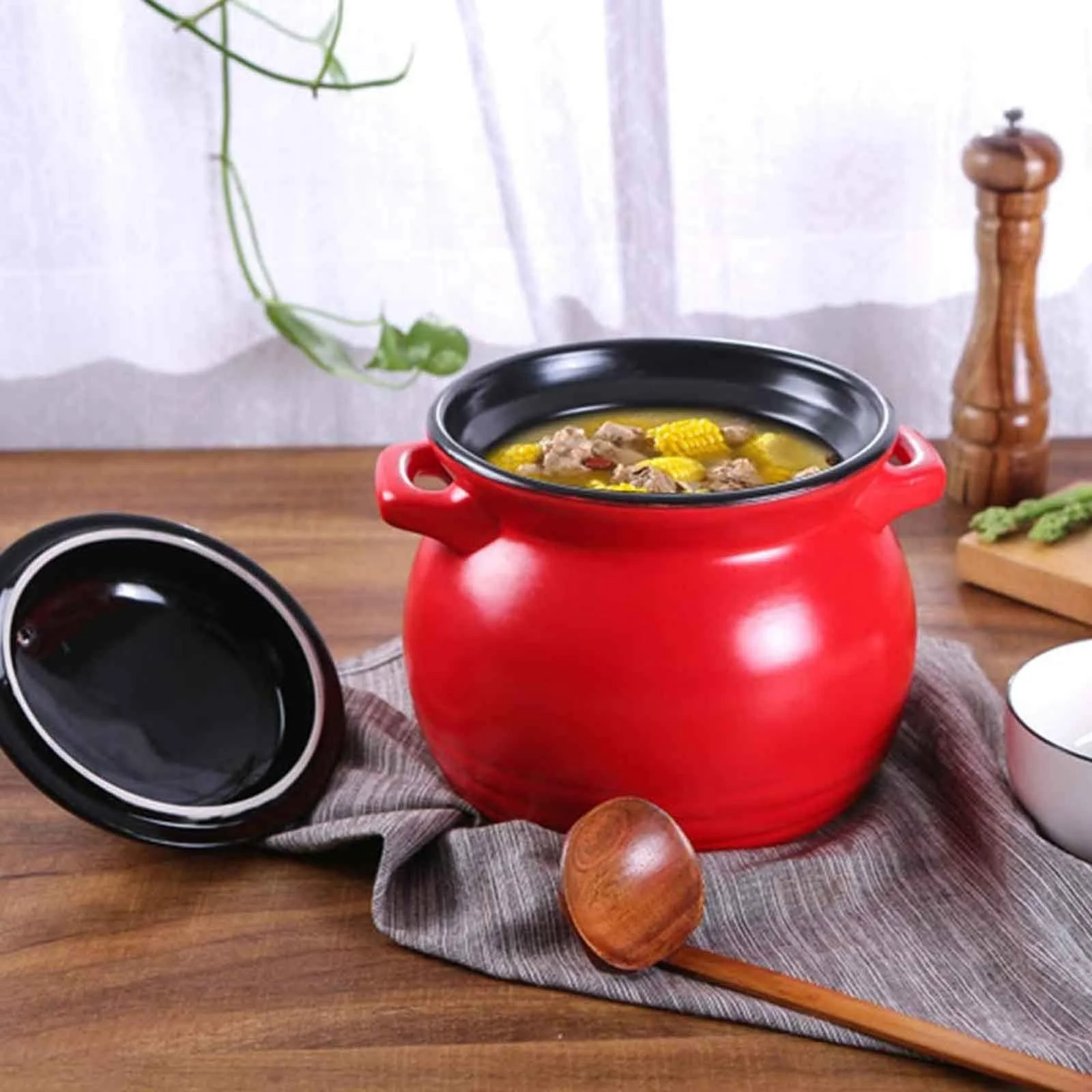 Гусятниця для запікання 21 см червона 6 л керамічна, фото №7