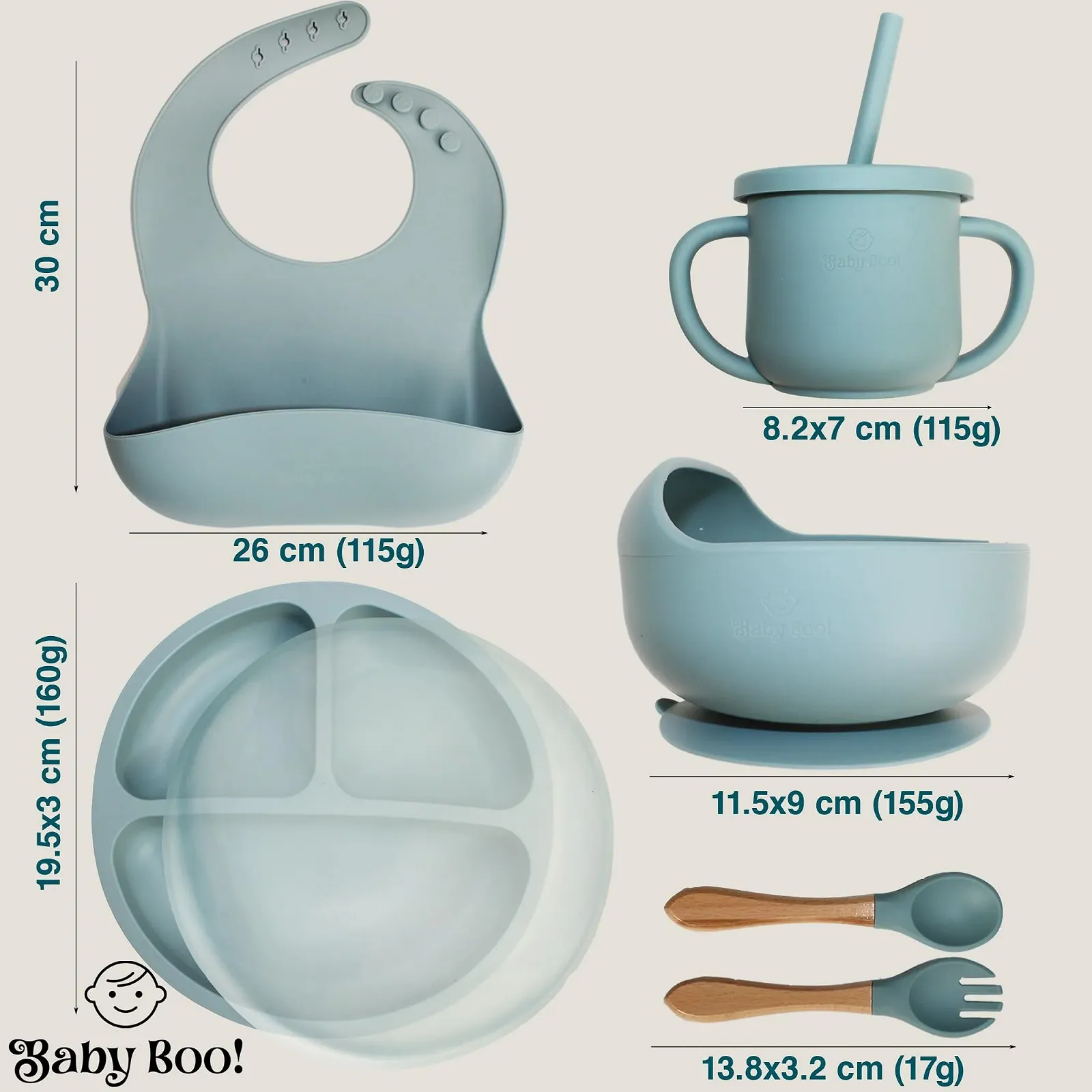 Набір дитячого посуду Baby Boo! 9 предметів, без BPA (синій), фото №6 Набір дитячого посуду Baby Boo! 9 предметів, без BPA (синій), фото №6