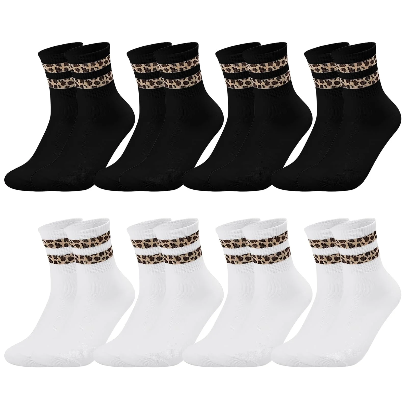Жіночі шкарпетки для тенісу з леопардовим принтом, 8 пар, фото №1