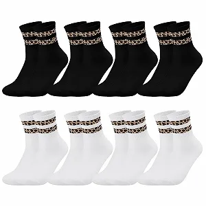 Жіночі шкарпетки для тенісу з леопардовим принтом, 8 пар - Фото 1