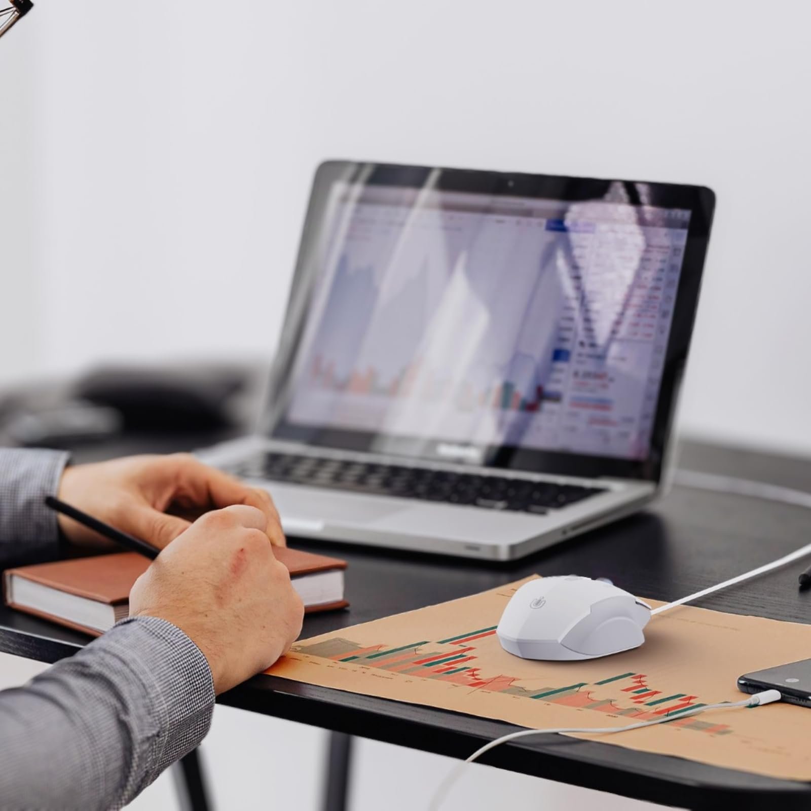 Миша Uineer з кабелем, 7200 DPI, 6 кнопок, сіро-біла, фото №6